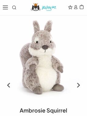 Jellycat Gray and Cream Ambrosie Squirrel Plush